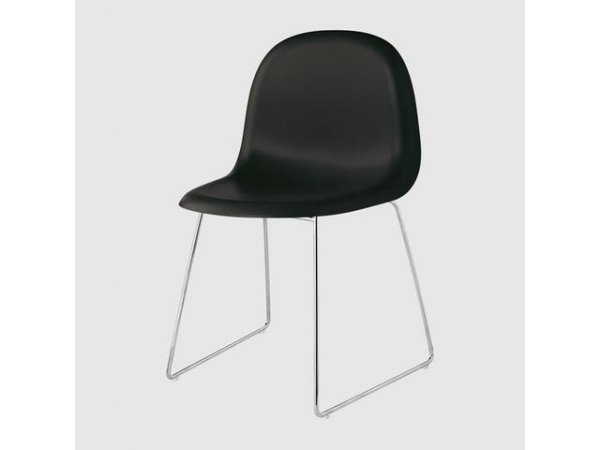 3D - silla de comedor - estructura cromada - asiento negro - GUBI - MINIM